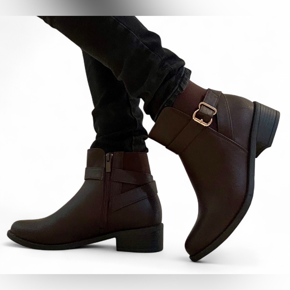 Brown Ankle Boots with Buckle - Picture 2 of 11
